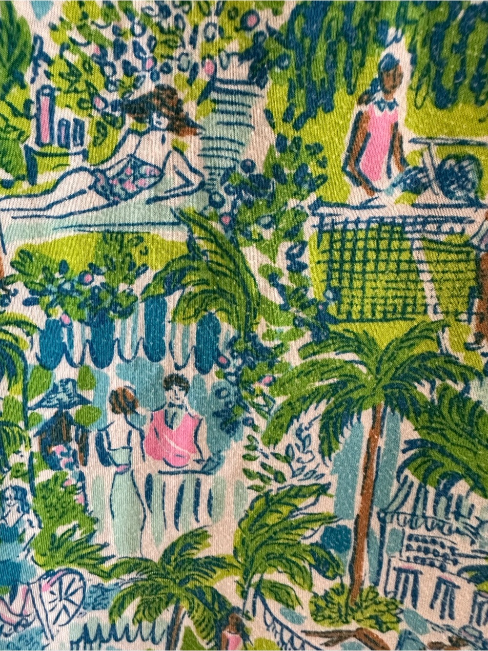Lilly Pulitzer Damalia Knit Tropical Two-Piece Pajamas in Green and Blue, XXL - Picture 4 of 11